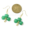 Saint Patrick's Day Clover Natural Malaysia Jade Dangle Earrings EJEW-JE05362-2