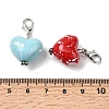 Spray Painted Opaque Acrylic Heart Pendant Decorations HJEW-JM04215-02-3