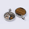 Natural Tiger Eye Pendants G-P350-D08-2