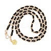 Alloy Flower Charm Braided PU Leather Chain Belts for Women AJEW-XCP0003-65-1
