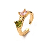 Brass Micro Pave Cubic Zirconia Cuff Rings for Women RJEW-F191-01G-01-4