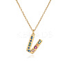 Brass Pave Colorful Cubic Zirconia Initial Pendant Necklaces for Women FS-WG02860-22-1