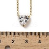 304 Stainless Steel Crystal Cubic Zirconia Heart Pendant Necklaces for Women NJEW-Z064-03G-5