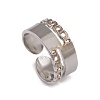 304 Stainless Steel Curb Chains Shape Open Cuff Rings for Women RJEW-G285-35P-1