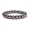Silver Plate Non-magnetic Synthetic Hematite Round Beads Stretch Bracelets BJEW-PH0001-8mm-21-2