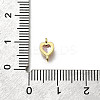Heart Brass Cubic Zirconia Connector Charms KK-P295-34G-02-3