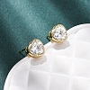 Brass Micro Pave Clear Cubic Zirconia Stud Earrings EJEW-C174-02A-G-2