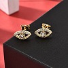 Eye Brass Micro Pave Clear Cubic Zirconia Stud Earrings EJEW-A135-01G-3