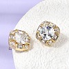 Brass Pave Clear Cubic Zirconia & Glass Stud Earrings EJEW-G471-03G-01-3