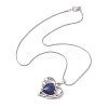Heart Shaped & Hollow Out Natural Gemstone Pendant Necklaces NJEW-JN04594-5