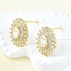 Brass Micro Pave Clear Cubic Zirconia Stud Earrings EJEW-F363-05G-4