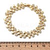 Heart Brass Micro Pave Clear Cubic Zirconia Link Chain Bracelets BJEW-C130-01G-5