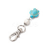 Tortoise Synthetic Turquoise and Natural Howlite & Lava Rock & Flower Amazonite Round Beaded Pendant Decoration HJEW-JM02295-6