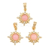 Brass Micro Pave Clear Cubic Zirconia with Rose Quartz Charms KK-CBA2DE6-10G-01-1