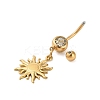 304 Stainless Steel Crystal Rhinestone Carved Barbell Dangle Belly Rings STAS-C147-18A-G-3