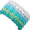 5Pcs 5 Color Spray Painted Crackle Glass Beads Stretch Bracelets for Men Women BJEW-MZ00202-5