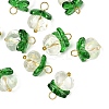 10Pcs Pumpkin Glass Pendants PALLOY-YW00139-01-1