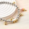 Brass Enamel Round Beads Charm Bracelets for Women BJEW-D317-11PG-3