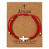 Adjustable Sea Shell Cross & Faceted Rondelle Glass Braided Bead Bracelets for Women AZ6679-1-1
