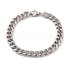 Non-Tarnish 304 Stainless Steel Cuban Link Chain Bracelets for Men BJEW-B096-35A-P-1