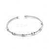 Rack Plating Brass Drum Beaded Open Cuff Bangle for Women BJEW-E073-07P-1