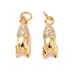 Rocket Brass Micro Pave Clear Cubic Zirconia Charms KK-G435-13G-1