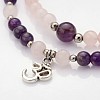 Personalized Dual-use Round Gemstone Beads 4-Layer Stretch Wrap Bracelets/Necklaces BJEW-JB01906-01-5