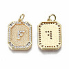 Brass Micro Pave Clear Cubic Zirconia Pendants KK-S356-234F-G-NF-2