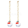 2Pcs Glass Round & Alloy Cherry Pendant Decorations HJEW-DC00105-1