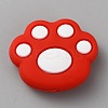 Cat Paw Print Food Grade Eco-Friendly Silicone Focal Beads SIL-WH0012-040A-1