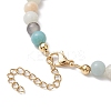 Natural Flower Amazonite &  Synthetic Turquoise Charm Anklets for Women AJEW-AN00616-04-4