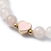 Natural Rose Quartz Round Beaded Stretch Bracelets BJEW-JB09881-06-3