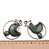Natural Green Aventurine Brass Star Moon Big Pendants G-H316-01R-04-3