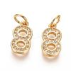 Brass Micro Pave Clear Cubic Zirconia Charms ZIRC-L092-08-G-1