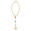 Natural Gemstone & Alloy Sun Pendant Car Hanging Ornaments HJEW-DR00027-1