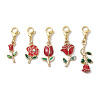 Valentine's Day Rose Alloy Enamel Pendant Decorations HJEW-JM02831-02-1