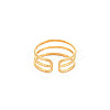 Ion Plating(IP) 304 Stainless Steel Triple Line Open Cuff Ring for Women X-RJEW-S405-232G-2