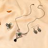 Spider Alloy Glass Dangle Earrings & Necklaces & Rings Sets WGD1EC4-04-2