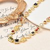 Brass Colorful Cubic Zirconia Cup Chain Oval & Rectangle Necklaces for Women NJEW-M079-05G-3