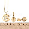 Flat Round with Letter B 304 Stainless Steel Pendant Necklaces & Hoop Earring Jewelry Sets SJEW-L177-08G-5