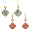 2 Pairs 2 Colors Polymer Clay Rhombus Dangle Earrings EJEW-FI0001-05-1