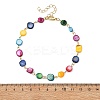 Dyed Natural Shell Nuggets Beaded Chain Anklets AJEW-AN00846-4