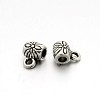 Tibetan Style Alloy Barrel Carved Flower Bail Beads TIBEB-O004-49-1