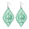 Woven Opaque Acrylic Dangle Earrings EJEW-JE05755-1