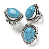Synthetic Turquoise Adjustable Rings RJEW-I108-01AS-15-5
