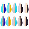 10Pcs 5 Colors Transparent & Opaque Resin & Wood Pendants RESI-TA0004-65-2