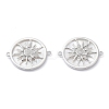 Rack Plating Brass Micro Pave Clear Cubic Zirconia Connector Charms KK-A183-55A-P-1