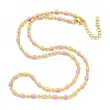 Brass Enamel Column Link Chain Necklaces NJEW-H039-09A-02G-2