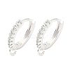 Brass Micro Pave Clear Cubic Zirconia Hoop Earring Findings KK-H532-14B-S-1