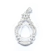 Anti-Tarnish Rhodium Plated 925 Sterling Silver Pendant Cabochon Open Back Settings STER-P044-02P-1